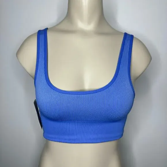 Outdoor Voices Women's Size XXS Seamless Ribbed Knit Longline Bra Blue NWT - Picture 3 of 9